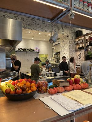 Open kitchen type of layout  at Goli Restaurant in Budapest