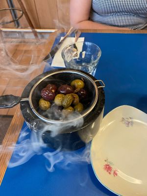 Smoked olives!  at Goli Restaurant in Budapest