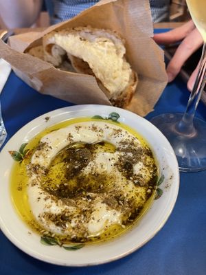 Labneh and bread - must get!  at Goli Restaurant in Budapest