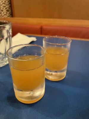 Tobi shots (on the house)  at Goli Restaurant in Budapest