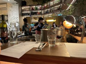 The bar  at Goli Restaurant in Budapest