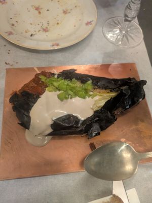 Charcoaled eggplant: 4.5/5 spicy but soo smoooth
 at Goli Restaurant in Budapest