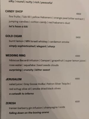 Some of the interesting cocktails  at Goli Restaurant in Budapest