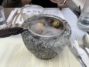 Smoke and olives oil  at Goli Restaurant in Budapest