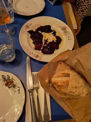 Roasted beetroot, highly suggest at Goli Restaurant in Budapest