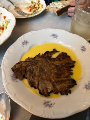 Mushroom and polenta at Goli Restaurant in Budapest