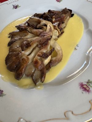 Mushroom and polenta  at Goli Restaurant in Budapest