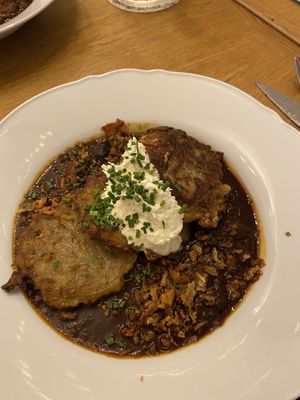 Guláš with horseradish cream  at Moment in Prague