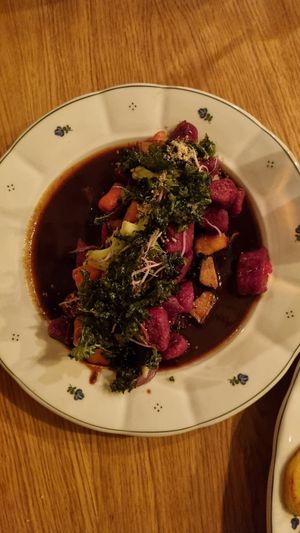 Kürbis und Rote Beete Gnocchi at Moment in Prague