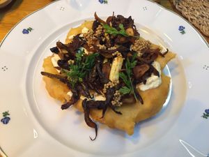 Super starter, mushroom langosh! at Moment in Prague