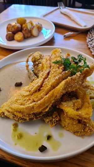 Cabbage Schnitzel and Potatoes at Moment in Prague