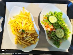 Mix vege salade & chips at The Rotti Doc in Unawatuna