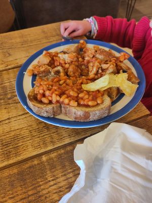 Beans on toast at Chestnuts Coffee Shop in Oadby