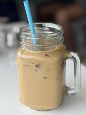 Iced latte with oat milk   at Pop Over Eatery in Mystic