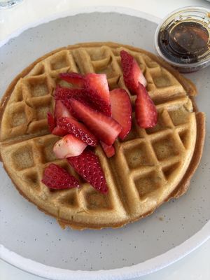 Vegan Belgian waffle   at Pop Over Eatery in Mystic