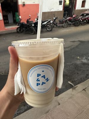 Iced latte   at Pan & Paz in Leon