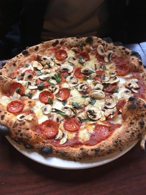 Vegan pepperoni pizza  at Pizza Geeks in Edinburgh