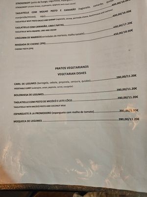 Main courses as of Jan 2024 at Papa Figo in Sao Tome