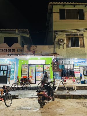 This is what the building looks like from the town squaree  at Ecofrost in Puerto Villamil