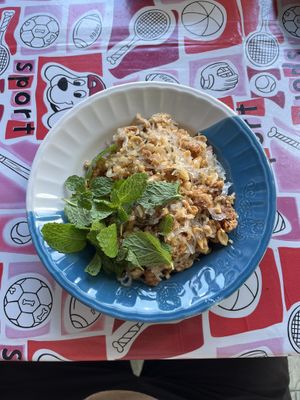 Rice noodles with soy balls  at Vegan and Vegetarian Restaurant in Phuket