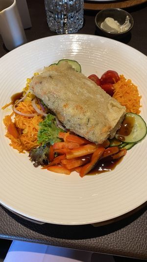 Asian bowl with spring roll  at Hotel-Restaurant Bütgenbacher Hof in Buetgenbach