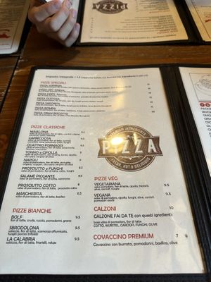 pizza menu- vegana pizza option (out of stock when I went)  at Hops Pub in Florence