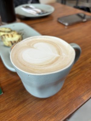 Peanut butter latte with homemade almond milk   at Greenr Cafe  in Panaji