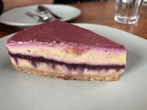 Vegan blueberry cheesecake   at Greenr Cafe  in Panaji