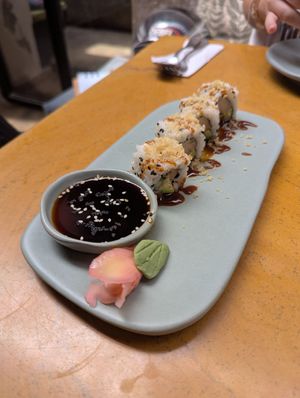 Avo tofu sushi vegan at Greenr Cafe  in Panaji