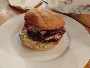 Camembert and truffle burger at Moba Plantbased in Belgrade