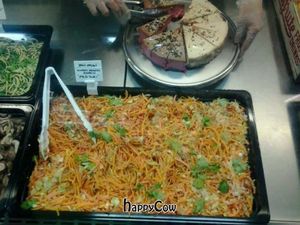 pad thai: sweet potato, kelp noodles, coriander; 'cherry ripe' vegan cake at Raw 'n Juicy in Brisbane