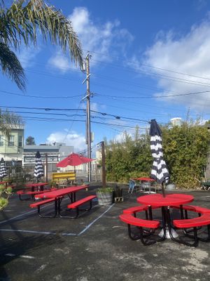 Ample Outdoor Seating w/Lovely Blue Cali Sky  at Nick's Pizza in Oakland