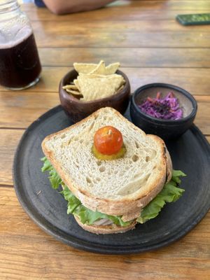 Tempeh sandwich   at Sweet Spot in Puerto Escondido