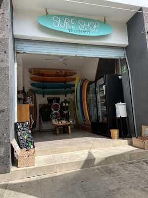Surfboard rental area  at Sweet Spot in Puerto Escondido