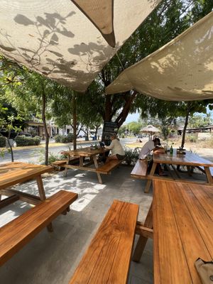Large shaded seating areaa  at Sweet Spot in Puerto Escondido