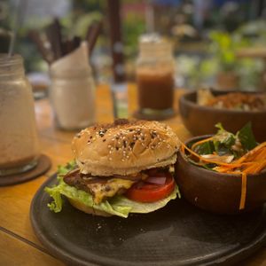 Tempeh BBQ burger.  10/10  at Sweet Spot in Puerto Escondido