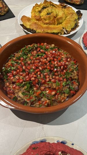 baba ganoush, spanokopita  at In Bloom Vegan Cooking School in Barcelona