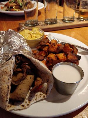 Vegan donair with sweet potatoes at The Wooden Monkey in Halifax