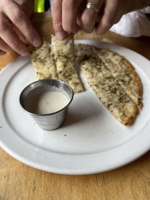 Garlic fingers. Vegan. GF. And YUMMY  at The Wooden Monkey in Halifax
