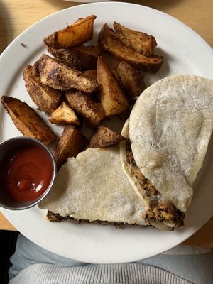 lentil burger   at The Wooden Monkey in Halifax