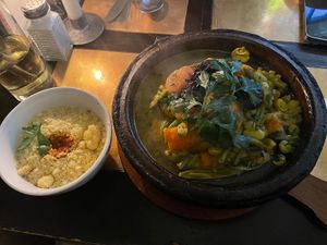 Vegetarian (also vegan) tagine with couscouss  at Tagine Zhor in Bath
