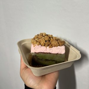 Matcha raspberry crumble cake   at Vegeming - 베지밍 베이크 in Seoul