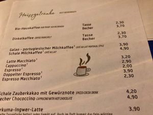 menu at Symbiose in Leipzig