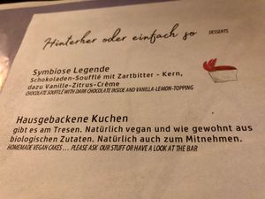 menu at Symbiose in Leipzig