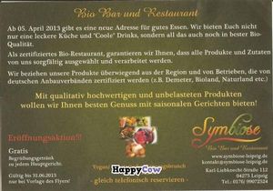 Brunch flyer (back) at Symbiose in Leipzig