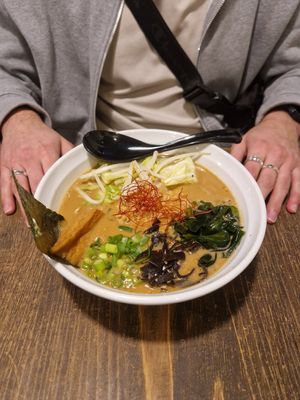 Tonkotsu Shoyu ramen at Vegan Ramen by Playpen Friends in Osaka