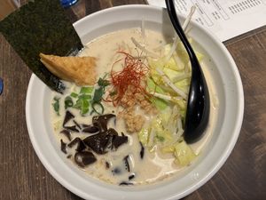Tonkotsu ramen at Vegan Ramen by Playpen Friends in Osaka