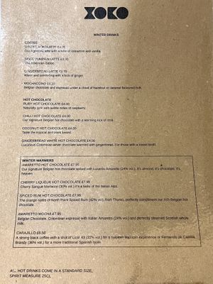 Winter drinks menu  #Veganuary at XOKO in Inverness