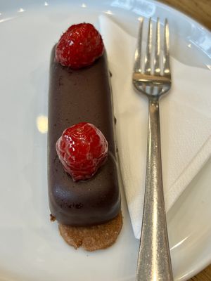Chocolate and raspberry, mousse inside   at XOKO in Inverness