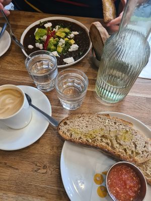 pan catalan and mexican black beans at XOKO in Inverness